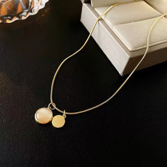 Ladies Necklace Stainless Steel Moonlight Double Pendant