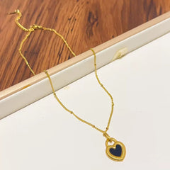 Ladies Necklace Stainless Steel Black&White Heart