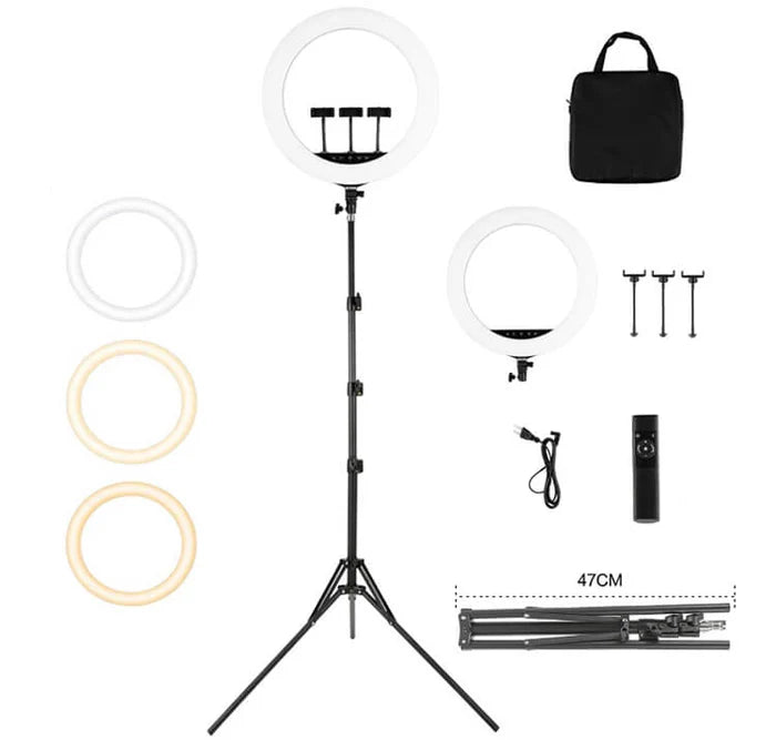 HQ 21-inch 53cm LED Soft Ring Light with 3 Phone Holders