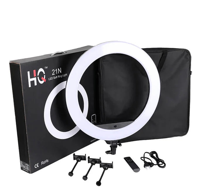 HQ 21-inch 53cm LED Soft Ring Light with 3 Phone Holders