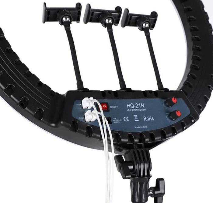 HQ 21-inch 53cm LED Soft Ring Light with 3 Phone Holders