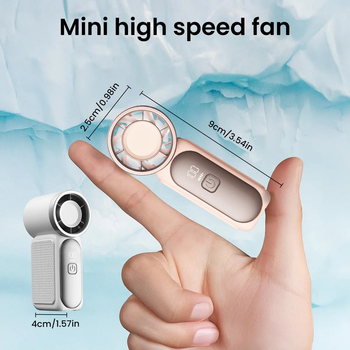 Mini Portable Handheld Fan Personal Pocket Fan 100 Speed Wind Digital Display Cooling Device