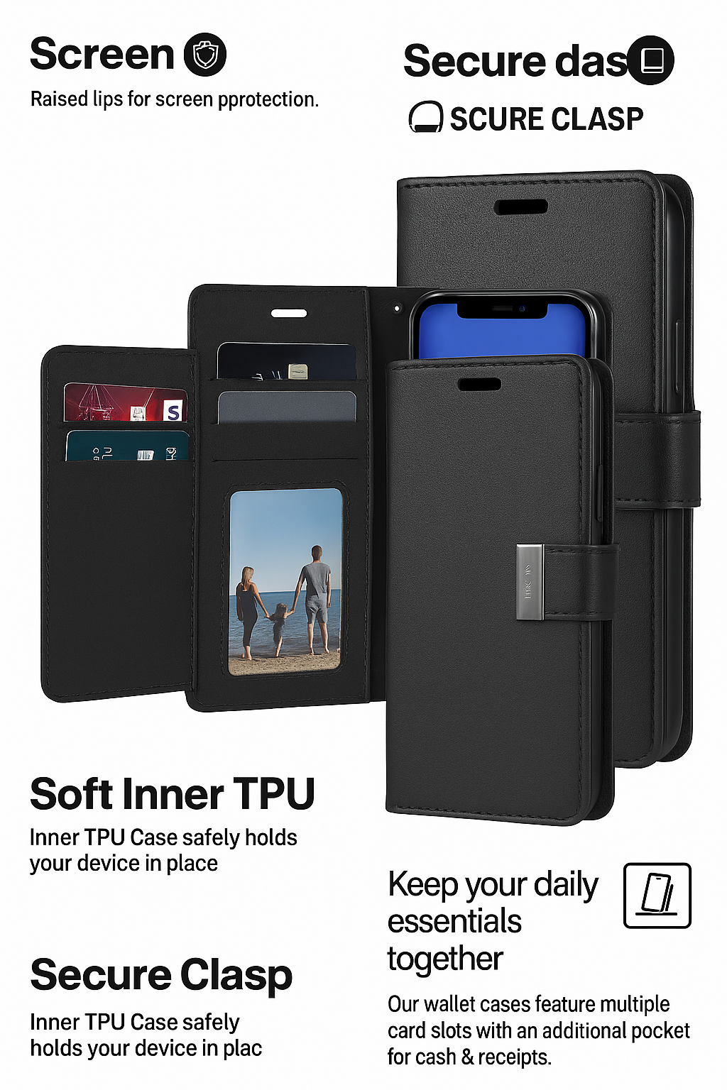 Goospery Rich Diary Wallet Case with Card Slots - IPHONE X