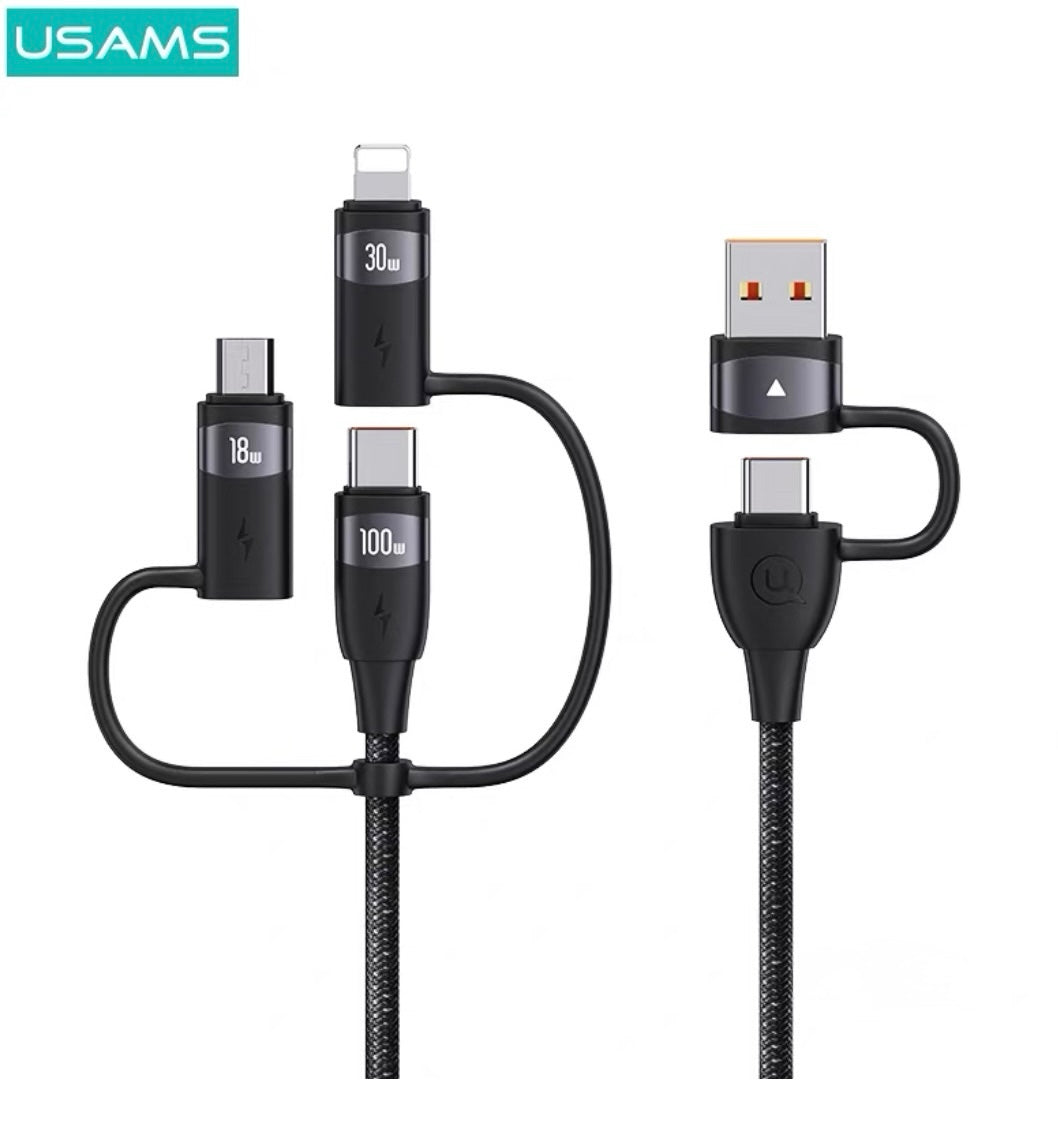 USAMS-SJ646 U85 PD100W U to C to C to L+M 6-in-1 Multifunctional Fast Charging Data Cable 2m
