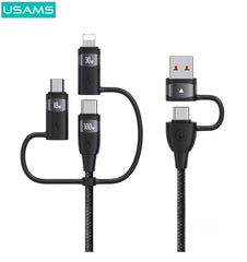 USAMS-SJ646 U85 PD100W U to C to C to L+M 6-in-1 Multifunctional Fast Charging Data Cable 2m