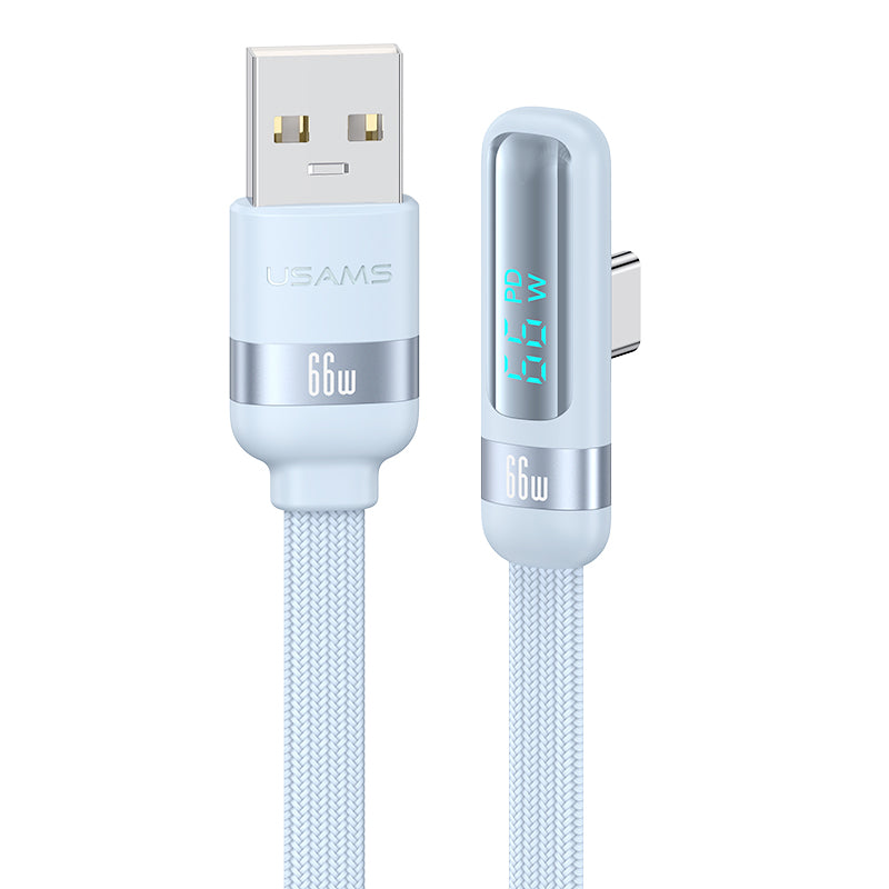 USAMS-SJ651 Type-C 6A Digital Display Fast Charging Elbow Data Cable 1.2m