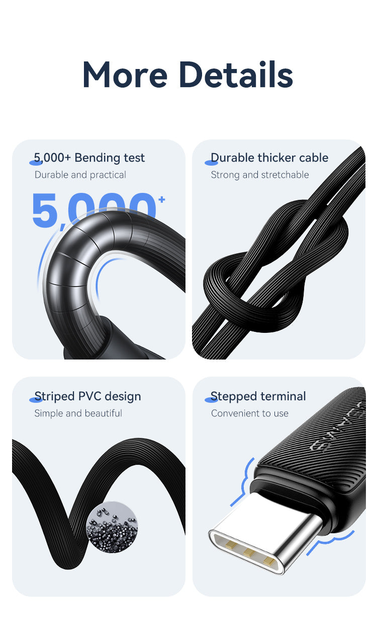 USAMS-SJ693 Type-C 3A Striped Data Cable 2m