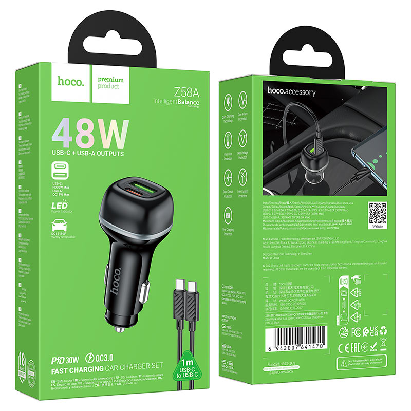 Hoco Z58A A+C PD 48w Car Charger