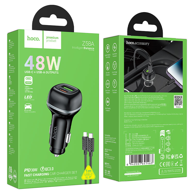 Hoco Z58A A+C PD 48w Car Charger