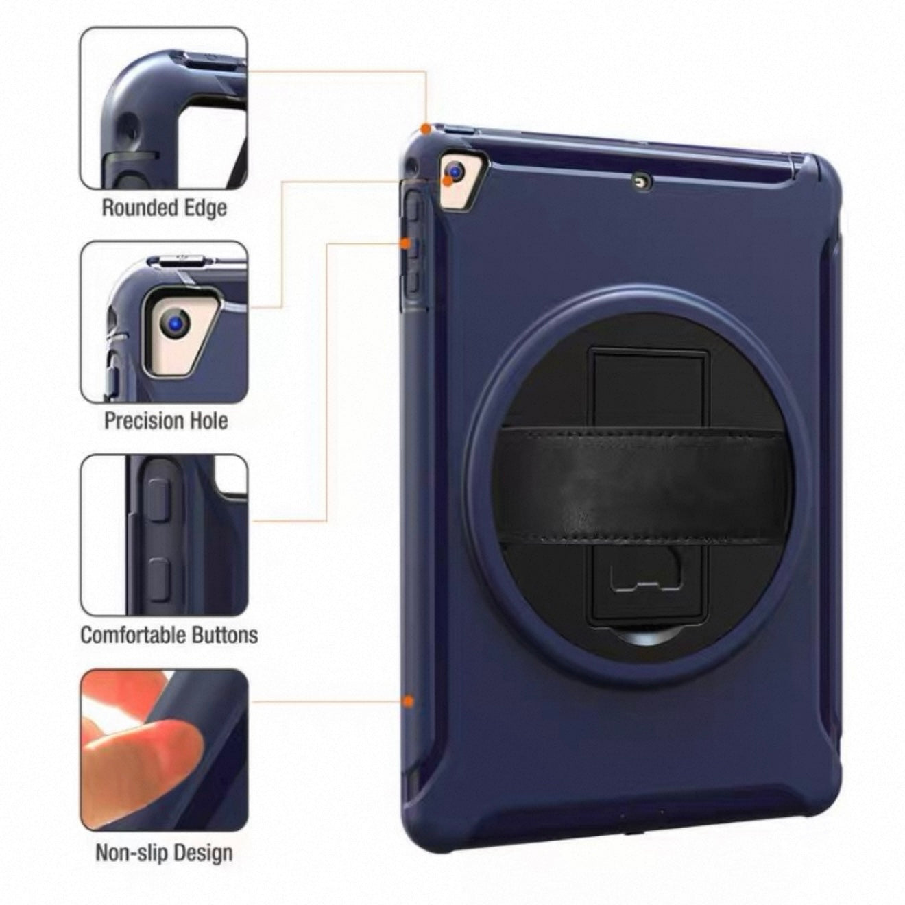 IPAD Air2 9.7inch 360 Rotating Rugged Hand Strap Case