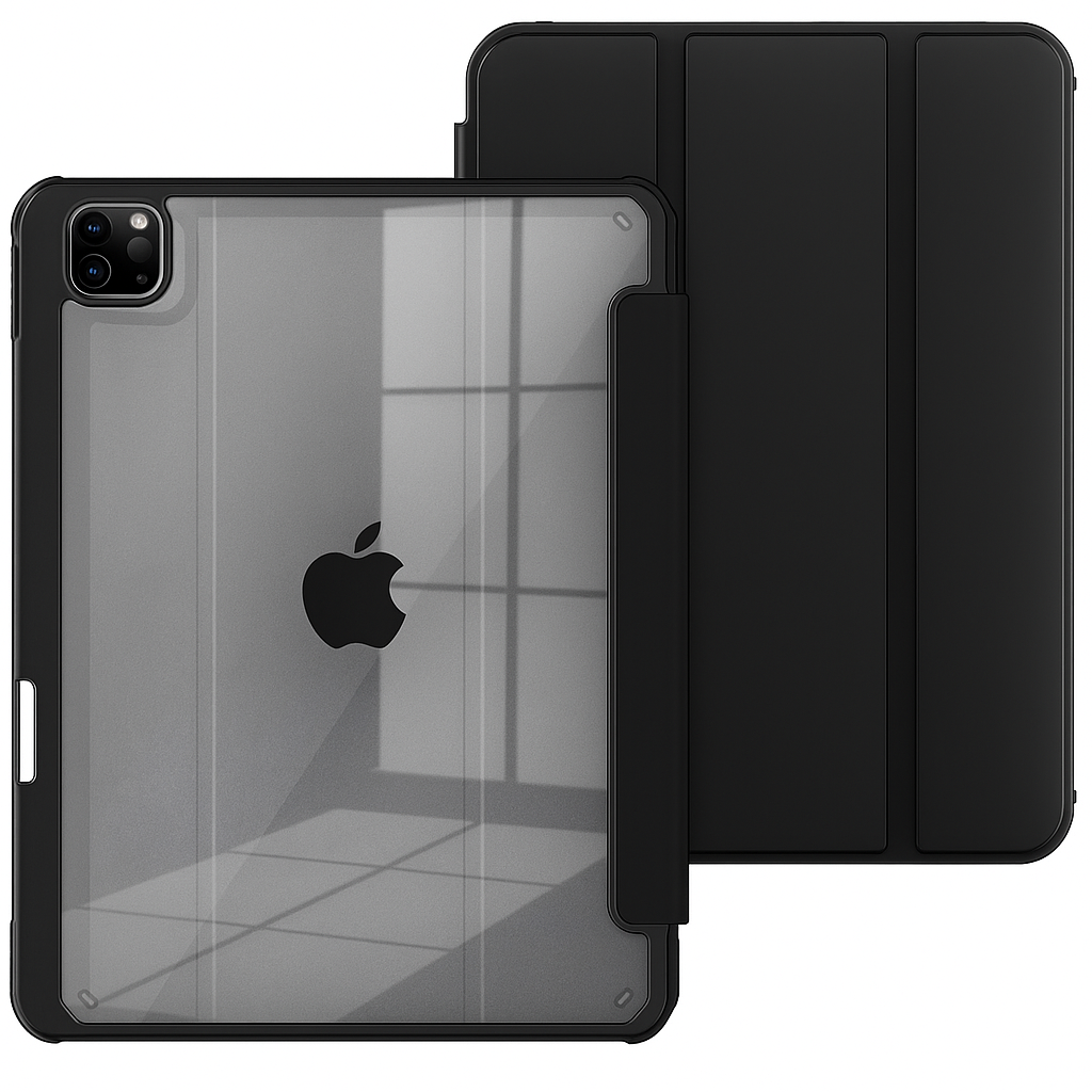 IPAD 5th/6th 9.7 inch CLEAR BACK FLIP CASE with pen holder