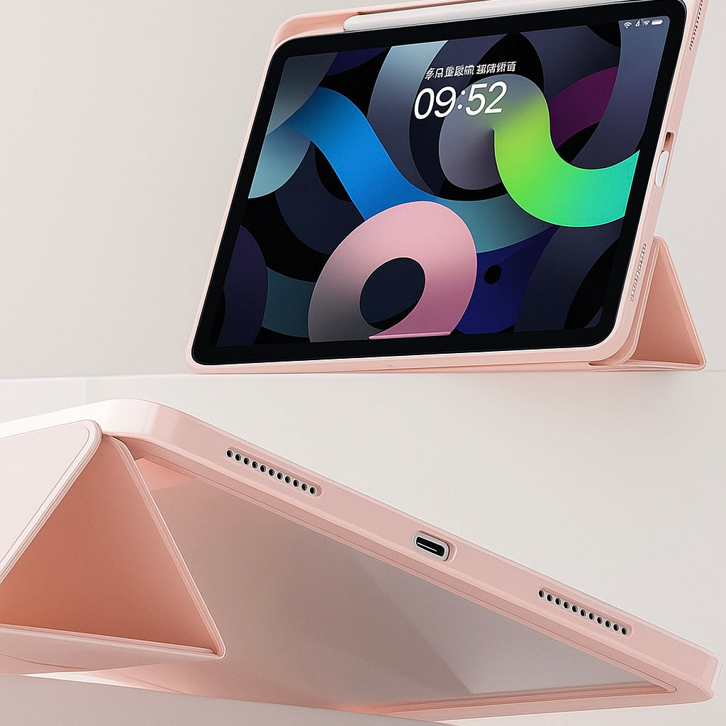 IPAD 5th/6th 9.7 inch CLEAR BACK FLIP CASE with pen holder