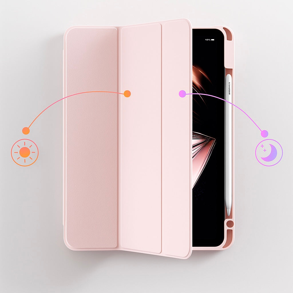 IPAD 5th/6th 9.7 inch CLEAR BACK FLIP CASE with pen holder