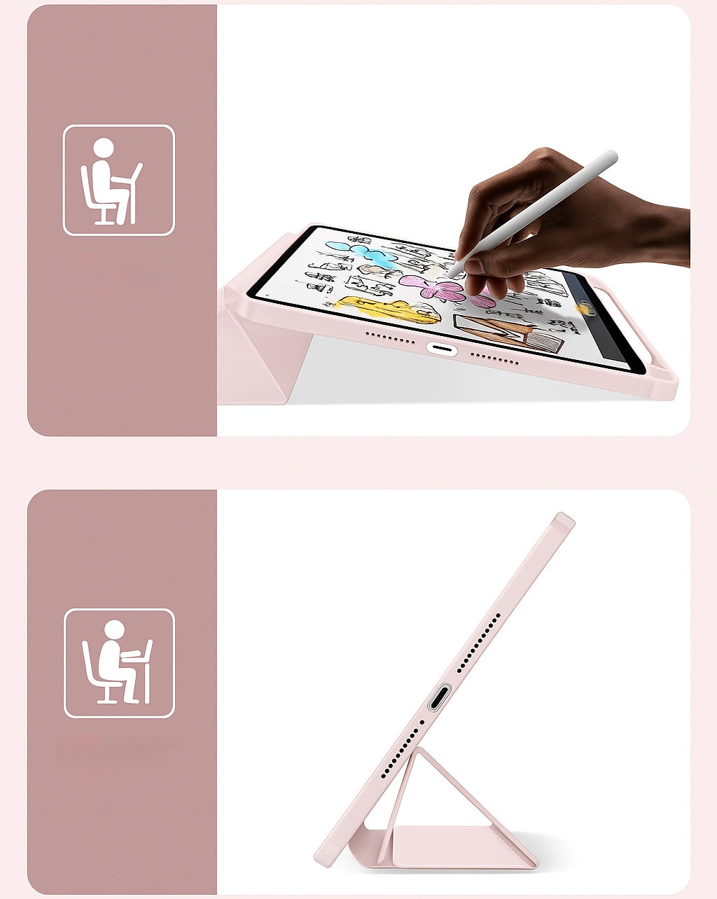 IPAD 5th/6th 9.7 inch CLEAR BACK FLIP CASE with pen holder