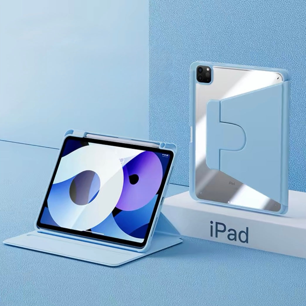 IPAD 10th/11th A16 10.9 inch CLEAR BACK ROATATING FLIP CASE with pen holder