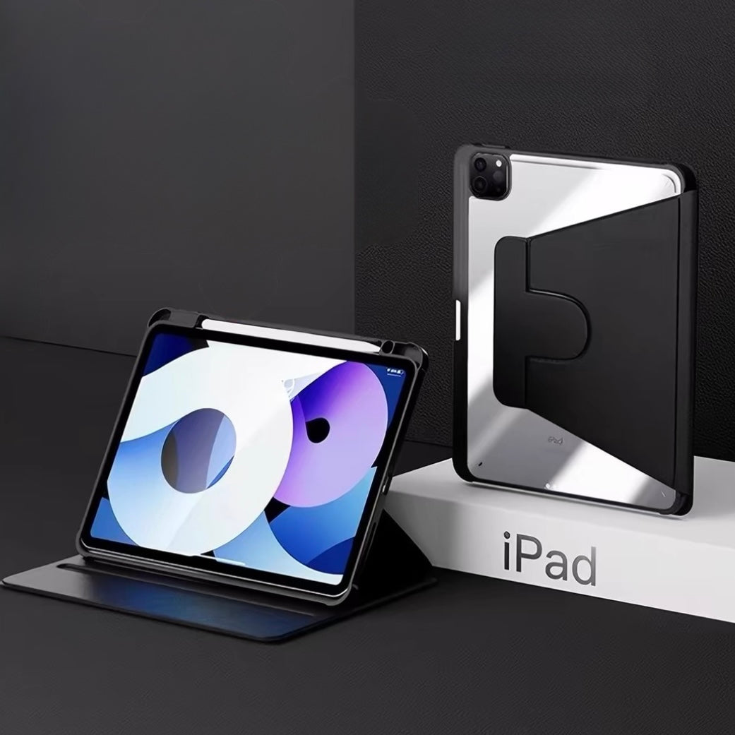 IPAD 10th/11th A16 10.9 inch CLEAR BACK ROATATING FLIP CASE with pen holder