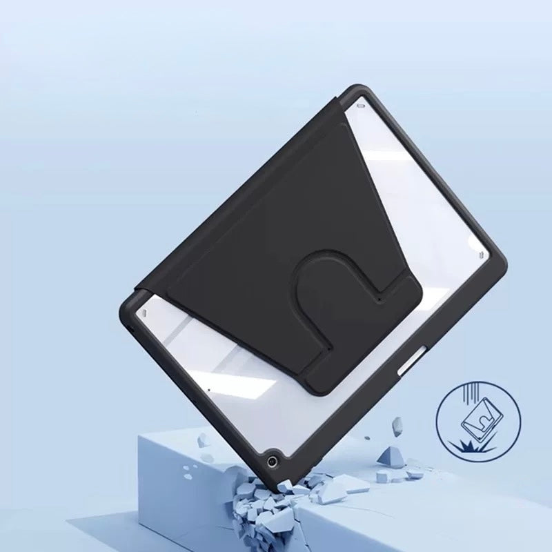 IPAD 10th/11th A16 10.9 inch CLEAR BACK ROATATING FLIP CASE with pen holder