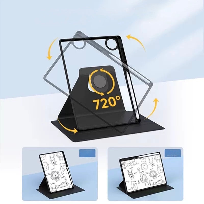 IPAD 10th/11th A16 10.9 inch CLEAR BACK ROATATING FLIP CASE with pen holder