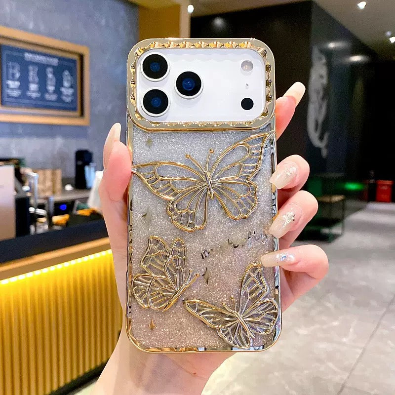3D Rhinestone Butterfly Glitter Gradient Sparkle Electroplated Soft TPU Case iPhone 17 Air