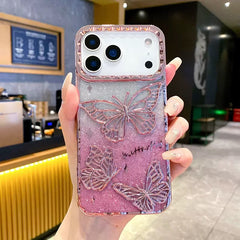 3D Rhinestone Butterfly Glitter Gradient Sparkle Electroplated Soft TPU Case iPhone 17 Air