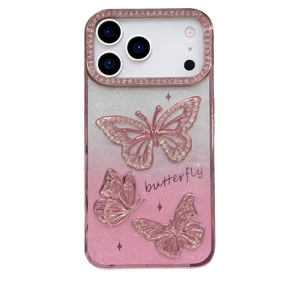 3D Rhinestone Butterfly Glitter Gradient Sparkle Electroplated Soft TPU Case iPhone 17 Air
