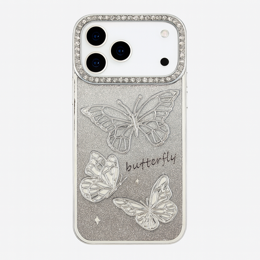 3D Rhinestone Butterfly Glitter Gradient Sparkle Electroplated Soft TPU Case iPhone 17 Air