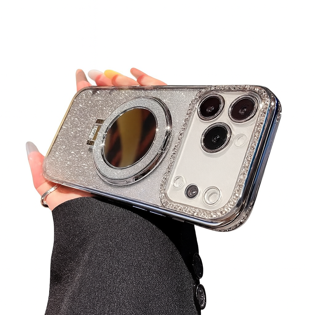 Rhinestone Glitter Mirror MagSafe Case with Ring Stand iPhone Air