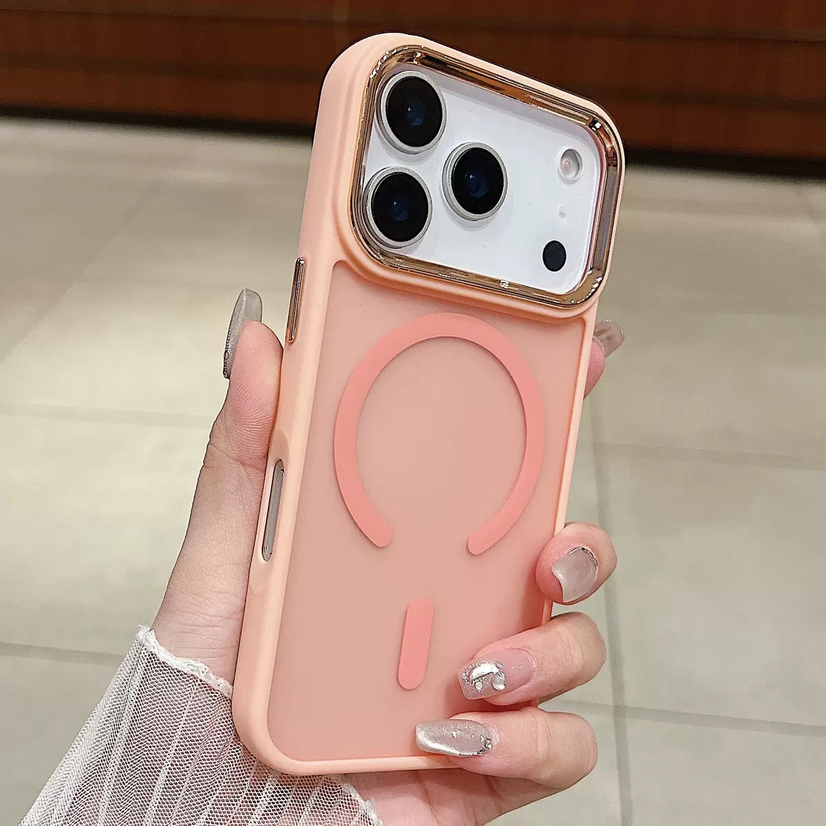 Shockproof Inner Frame Electroplated Camera Frame Frosted Semi-Transparent MagSafe Shockproof ...