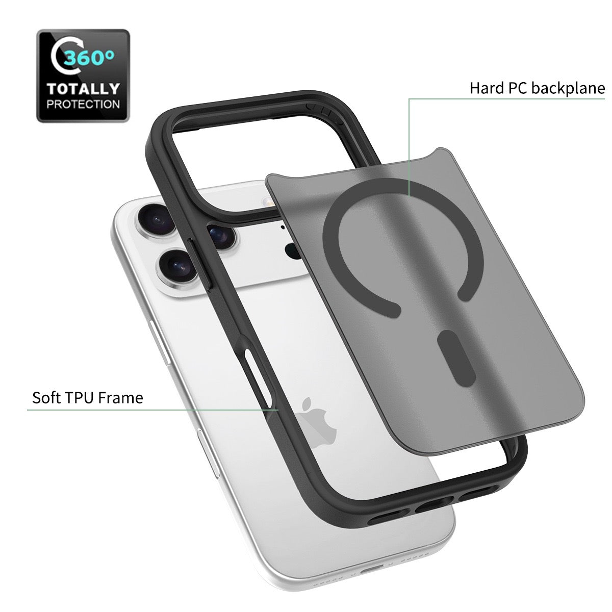 Electroplated Camera Frame Frosted Semi-Transparent MagSafe Shockproof Case iPhone Air