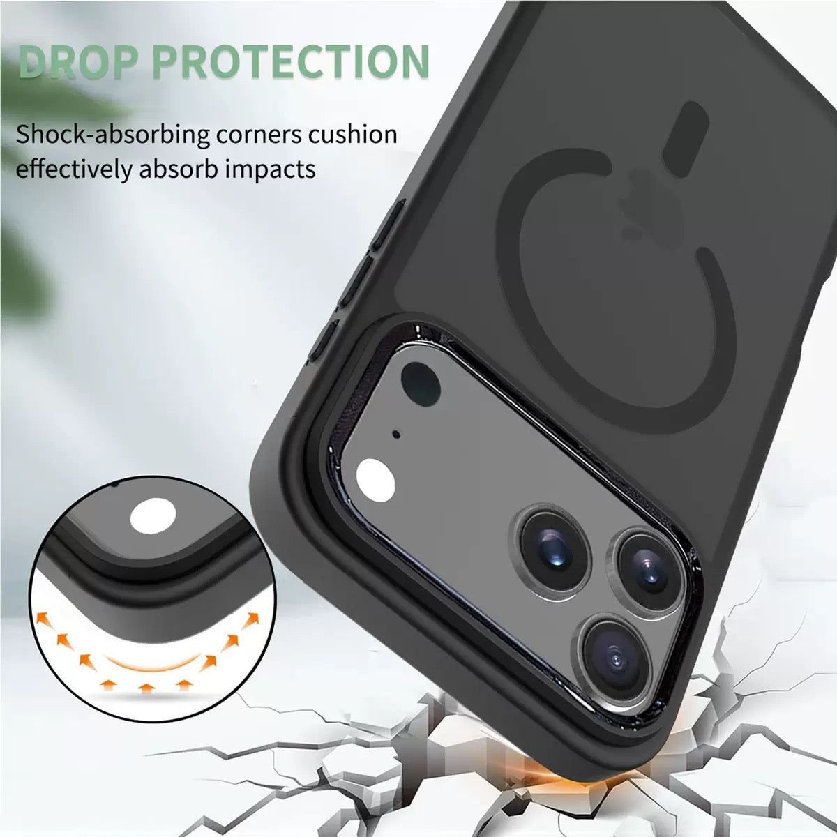 Shockproof Frame Electroplated Camera Frame Frosted Semi-Transparent MagSafe Shockproof ...