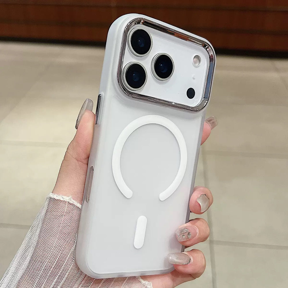 Shockproof Inner Frame Electroplated Camera Frame Frosted Semi-Transparent MagSafe Shockproof ...