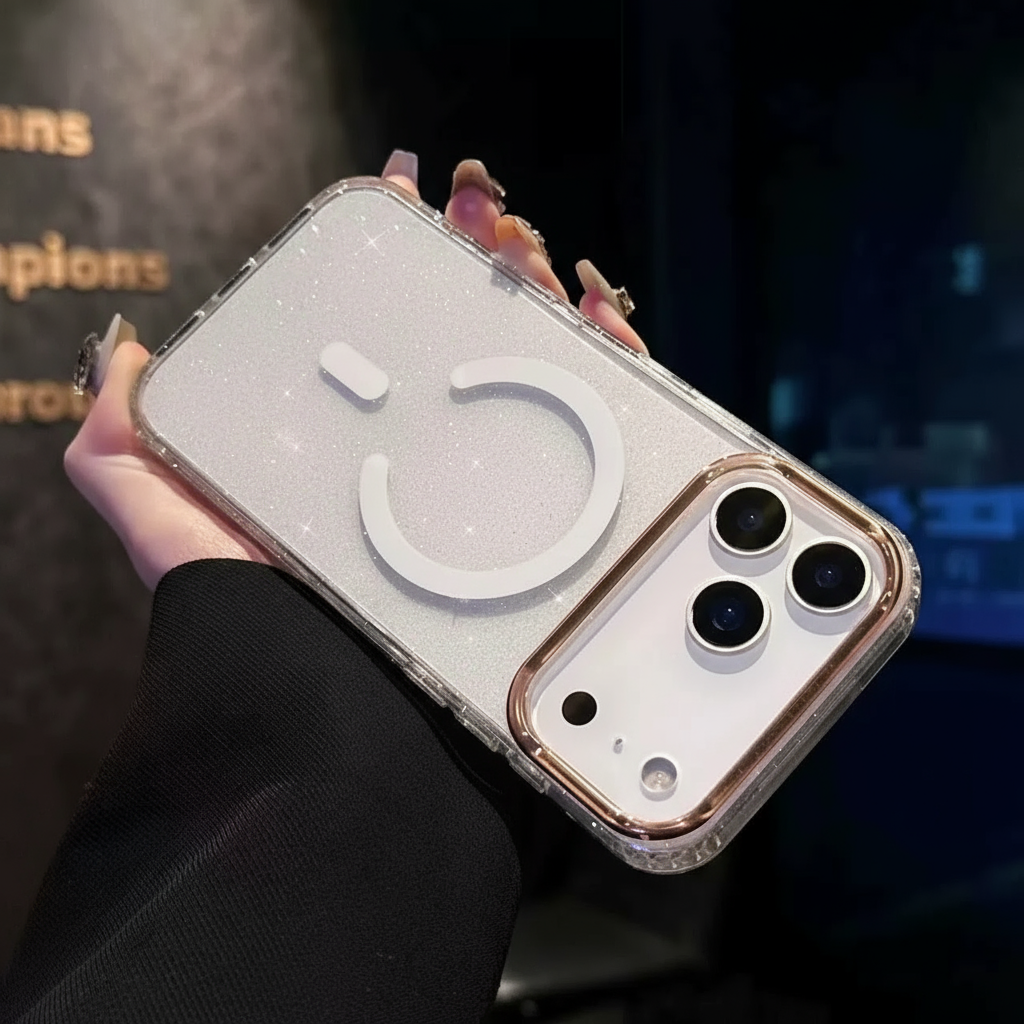 Electroplated Metal Camera Frame Glitter Sparkle Transparent MagSafe Shockproof Case iPhone Air