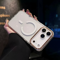 Electroplated Metal Camera Frame Glitter Sparkle Transparent MagSafe Shockproof Case iPhone Air