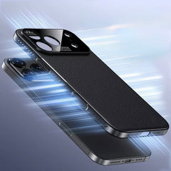Luxury PU Leather Large Camera Window Ultra-Thin Heat Dissipation MagSafe Case iPhone 17 Pro Max