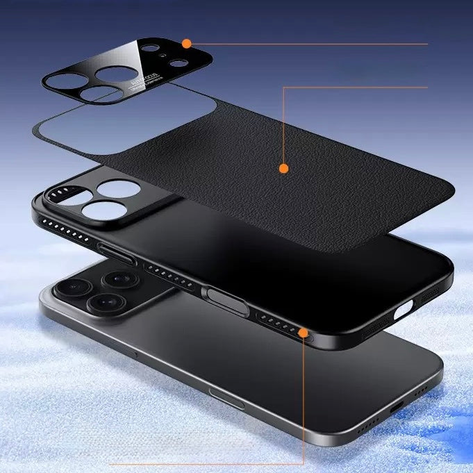 Luxury PU Leather Large Camera Window Ultra-Thin Heat Dissipation MagSafe Case iPhone Air