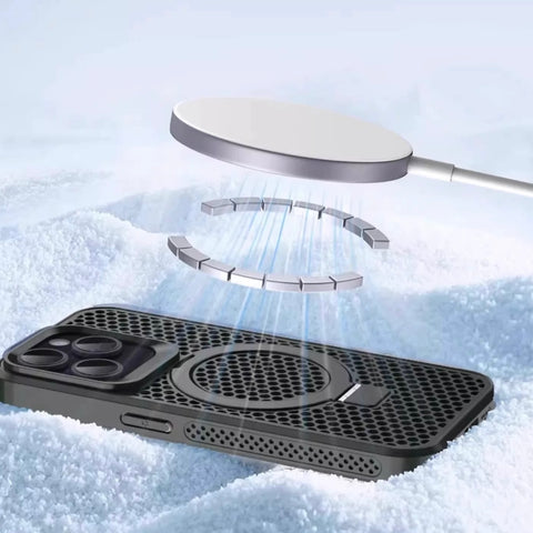 Magnetic Stand Ventilated Shockproof Case For 16 Plus