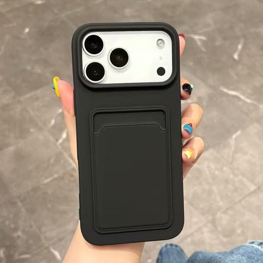 Solid Color Liquid Silicone Shockproof Case with Card Holder iPhone Air