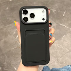 Solid Color Liquid Silicone Shockproof Case with Card Holder iPhone Air