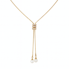 Elegant Zircon & Pearl Long Necklace