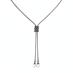 Elegant Zircon & Pearl Long Necklace