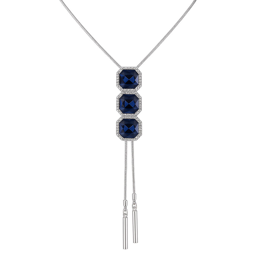 Blue Halo Tassel Chain Necklace