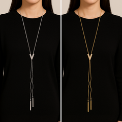 V-Shaped Crystal Long Lariat Sweater Necklace