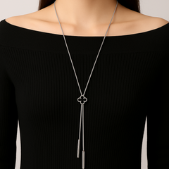 Mini Clover Long Lariat Sweater Necklace