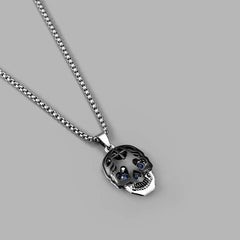 Blue Crystal Skull Pendant Necklace