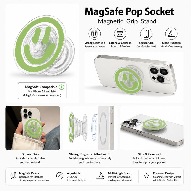 Cartoon Cute Smile Face Magnetic Holder for Mobile Phone Bracket Folding Portable Desktop Phone Holder-smile2